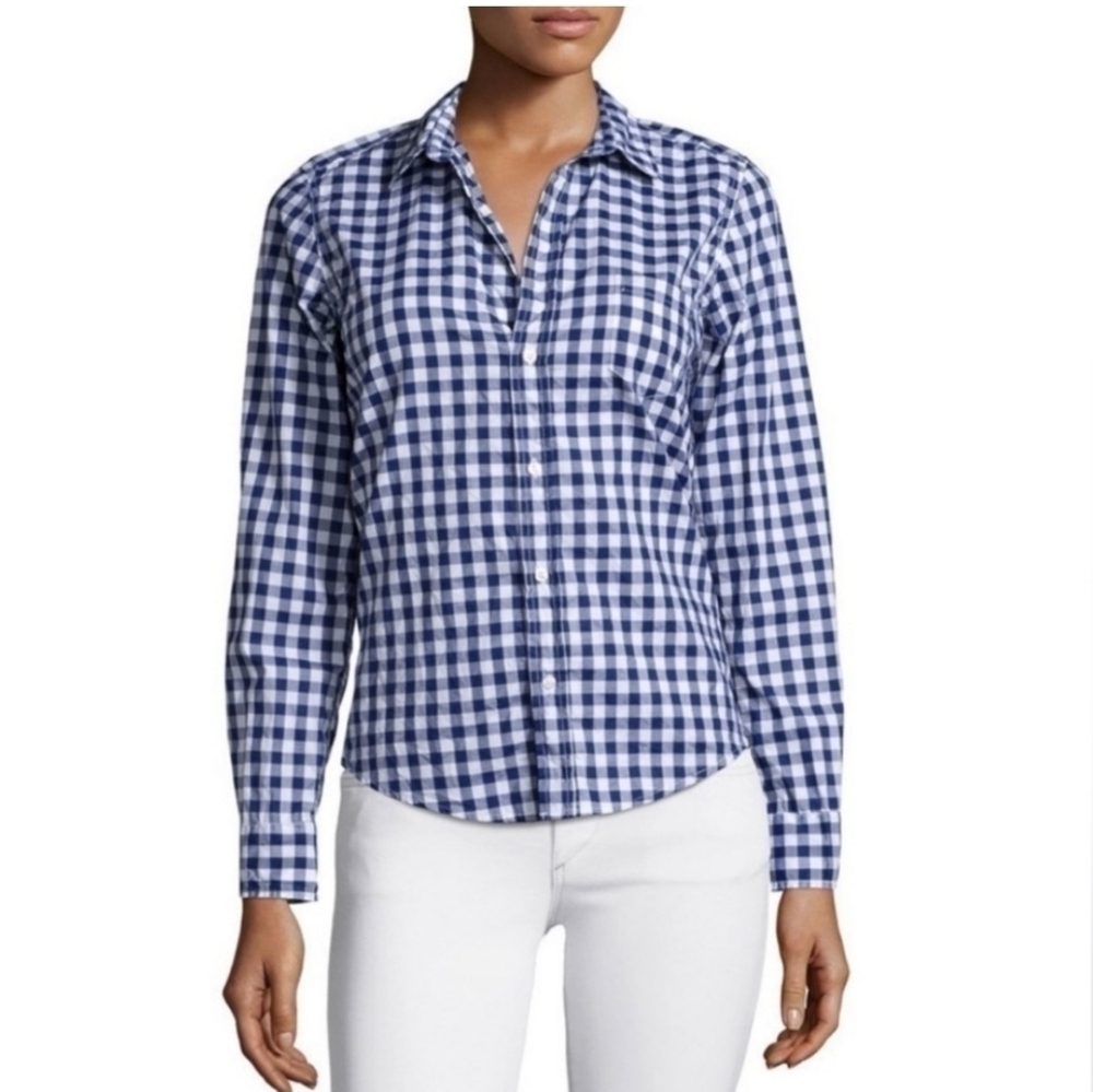 FRANK & EILEEN Barry Blue/White  Gingham 100% Cotton Shirt Size X-Small